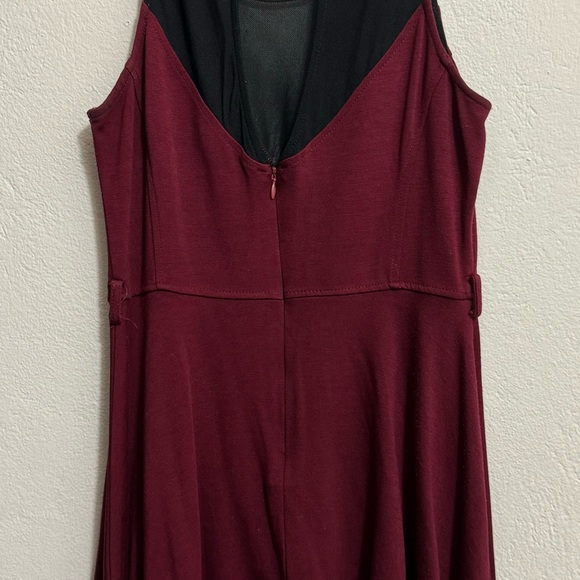 DOUBLE ZERO | Women’s BURGUNDY Mini Dress with Black Mesh | Size Small - Picture 5 of 10